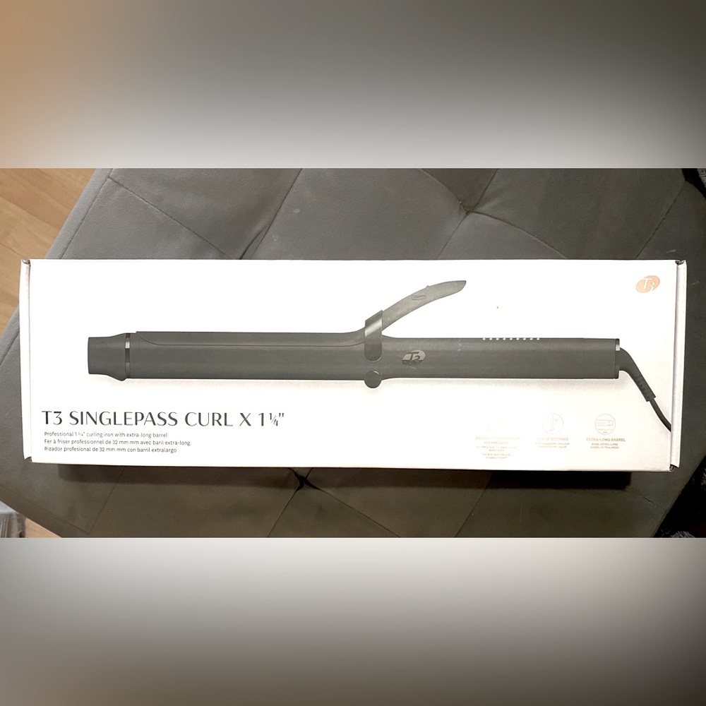 T3 SinglePass Curl X 1.25" Curling Iron Black NWT